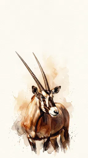 Watercolor Illustration of East African Oryx