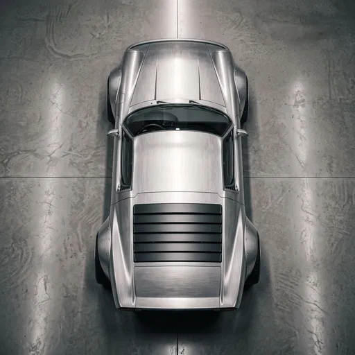 Top View of Brushed Aluminum Sports Car