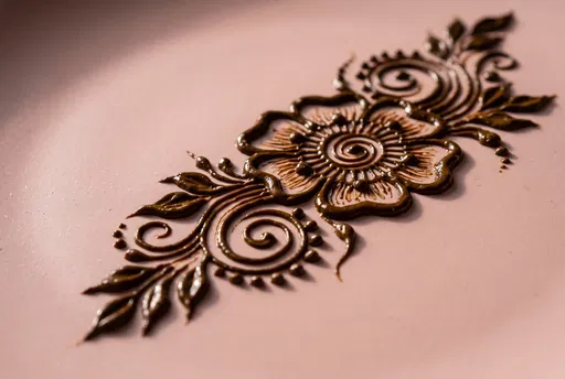 Glossy Floral Henna Paste Design Closeup