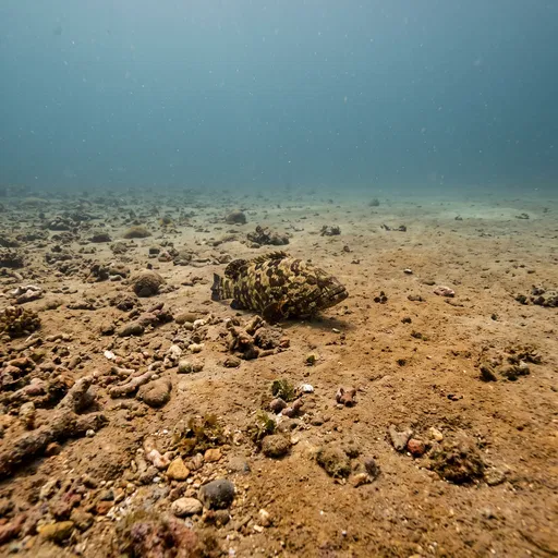 Camouflaged Grouper Resting on Sandy Seabed