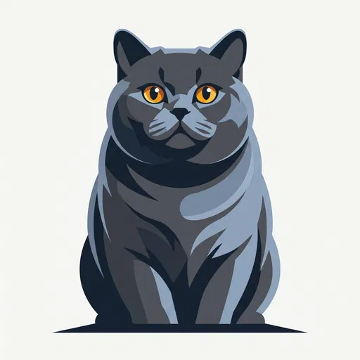 Flat Vector British Shorthair Cat Illustration