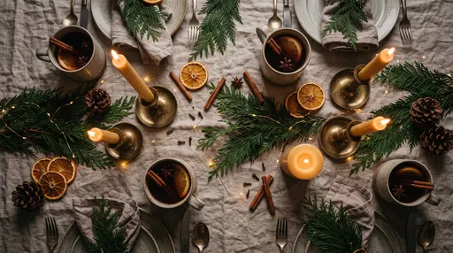 Rustic Holiday Table Flat Lay