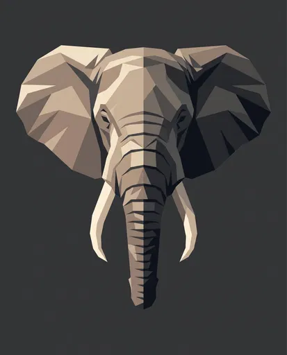 Geometric African Elephant Head Illustration