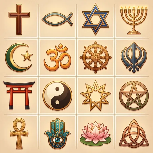 World Religious and Spiritual Symbols Grid