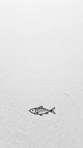 Minimalist Black Ink Fish Drawing