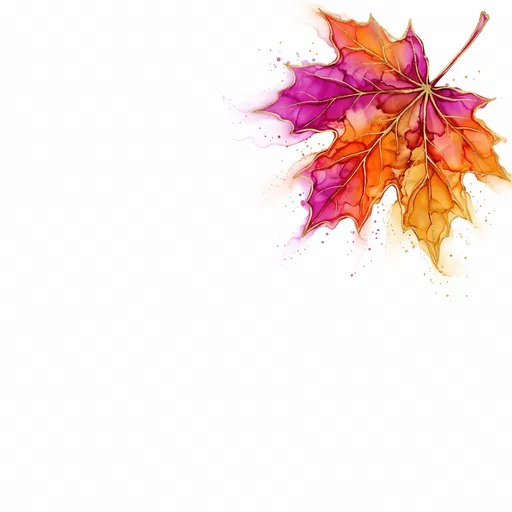 Alcohol Ink Autumn Maple Leaf Background