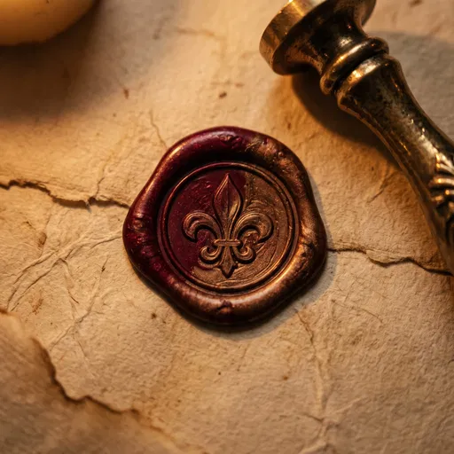 Crimson and Bronze Fleur-de-Lis Wax Seal
