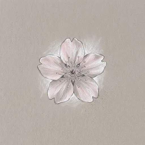 Pastel and Graphite Sakura Blossom Drawing