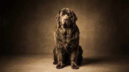Sepia Studio Portrait of Newfoundland Dog