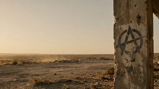 Anarchy Symbol on Desert Concrete Pillar