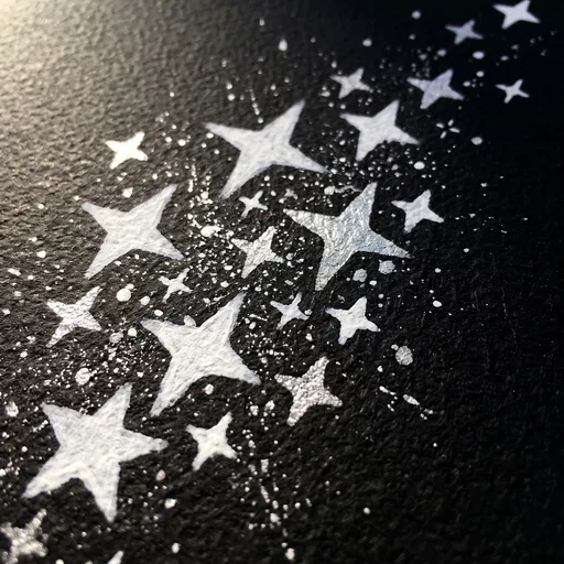 Painted Silver Stars on Black Paper