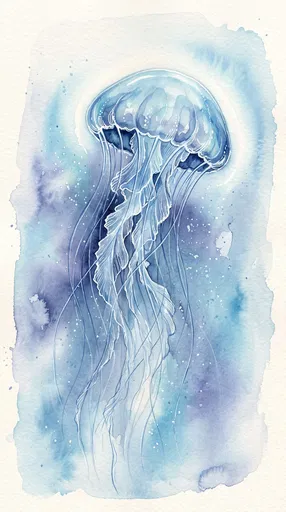 Blue Watercolor Jellyfish Illustration