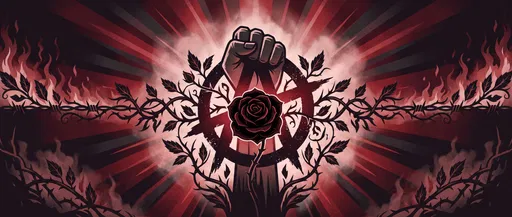 Raised Fist Anarchy Symbol and Black Rose