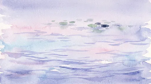 Pastel Watercolor Pond With Lily Pads