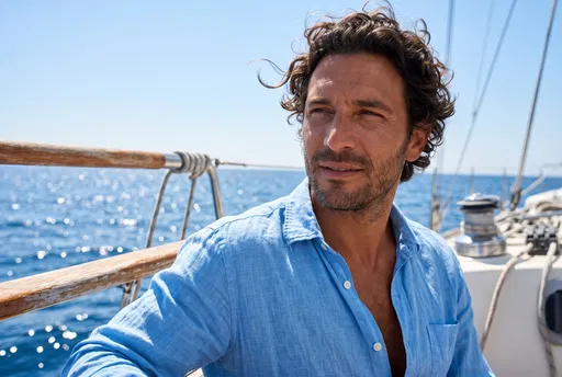 Handsome Man on Sailboat Deck