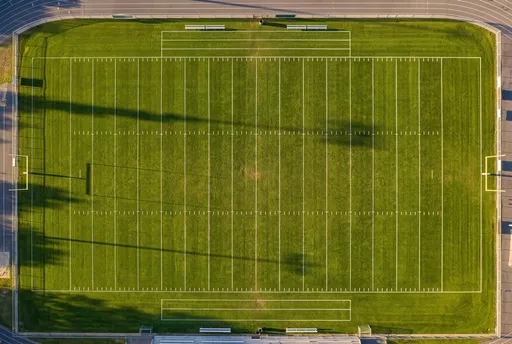 Aerial View of Green Football Field