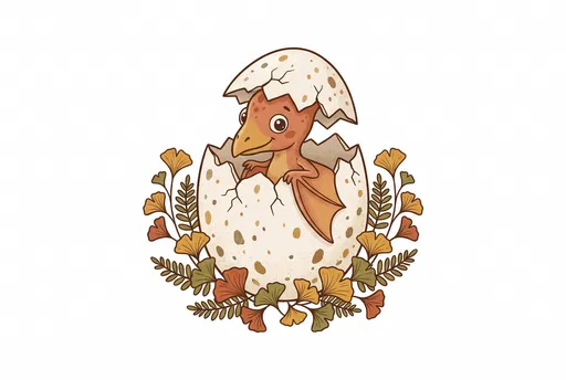 Cute Baby Pterodactyl Hatching from Egg