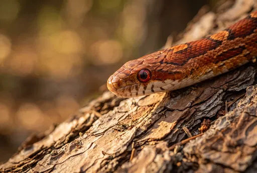 Red Rat Snake on Pine Bark
