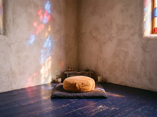 Meditation Corner With Saffron Cushion