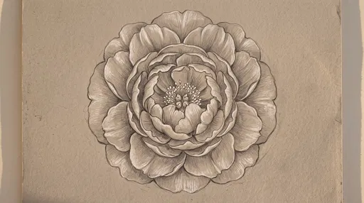 Pencil and Chalk Peony Blossom Drawing