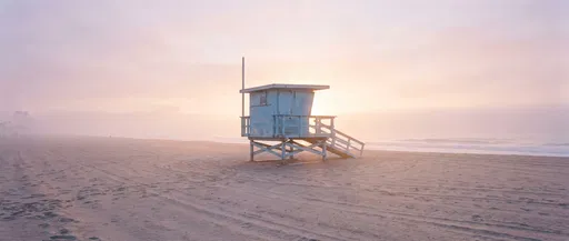 Lifeguard Tower on Misty Pastel Beach