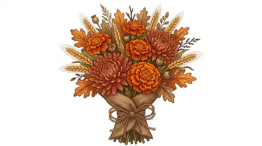 Rustic Autumn Flower Bouquet Illustration