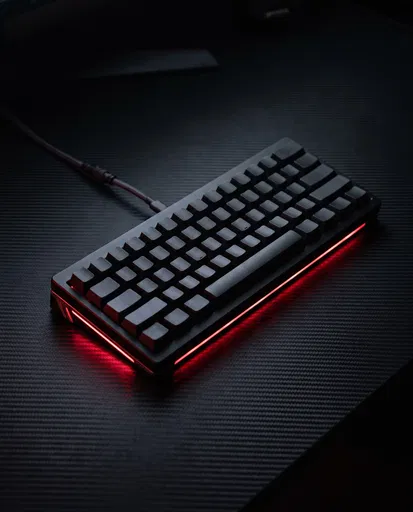 Matte Black Mechanical Keyboard with Red Underglow