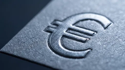 Macro Embossed Silver Euro Symbol