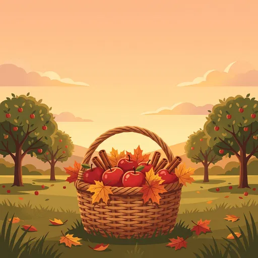 Autumn Harvest Basket in Apple Orchard
