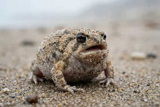 Sand Covered Desert Frog Close-Up