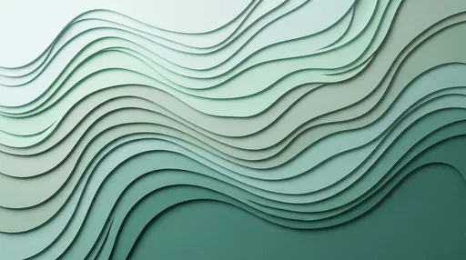 Layered Mint Green Wavy Paper Background