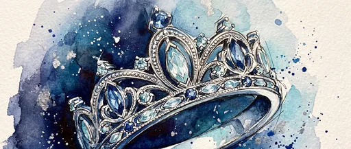 Watercolor Blue Sapphire Tiara Ring Illustration