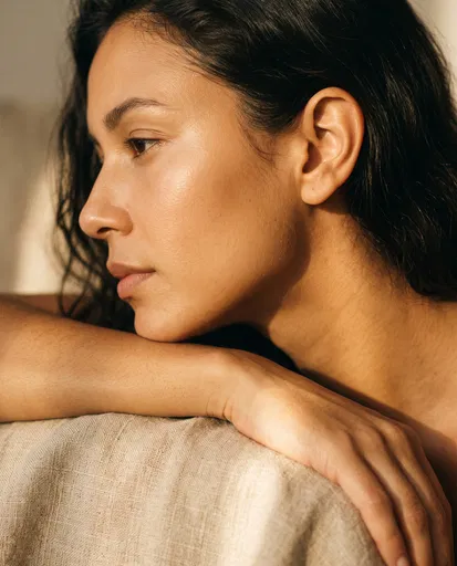 Woman Profile in Golden Hour Light
