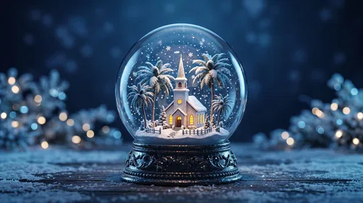 Snow Globe With Church and Palm Trees