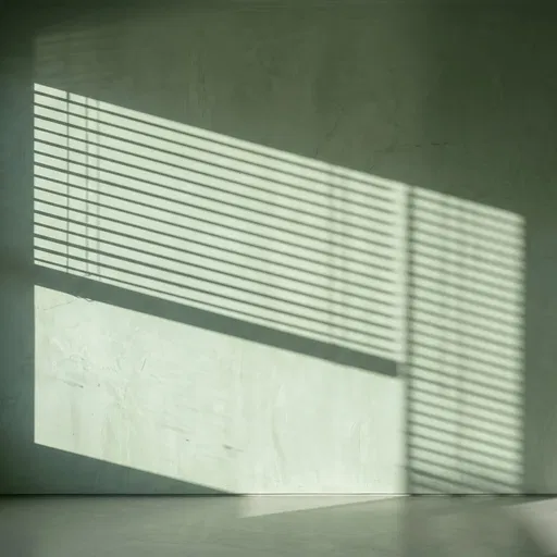 Window Blind Shadows on Green Wall