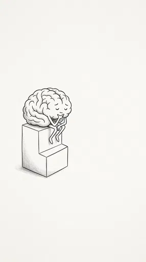 Cartoon Brain in Thinker Pose