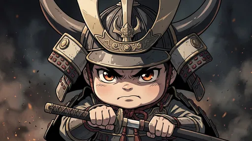 Fierce Chibi Samurai Warrior Close-Up