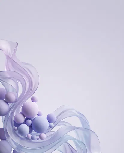 Abstract Purple Ribbons and Spheres Background