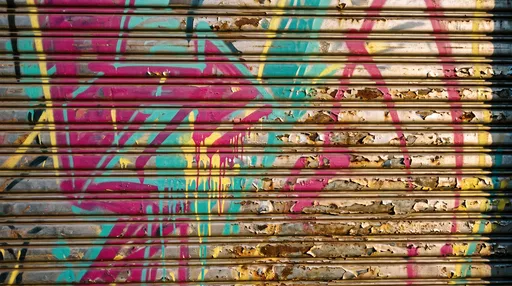 Graffiti Covered Rusted Metal Shutter