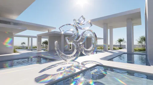 Crystal Om Symbol in White Pavilion