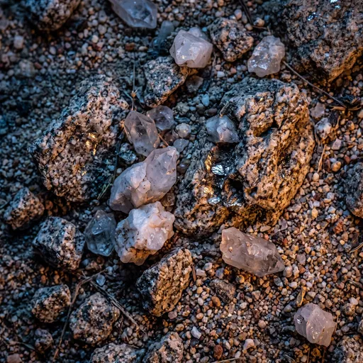 Macro Desert Granite and Quartz Crystals
