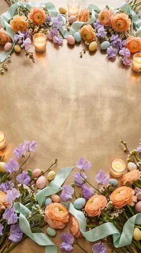 Spring Floral and Easter Egg Frame Background