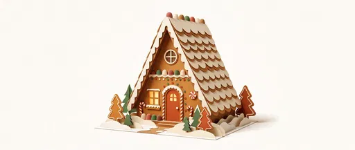 Papercraft A-Frame Gingerbread Cabin Clipart
