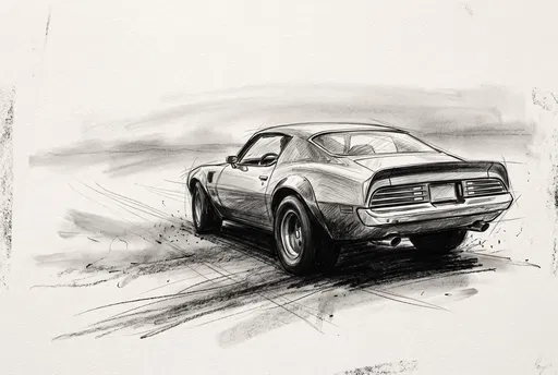 Charcoal Sketch of Vintage Muscle Car
