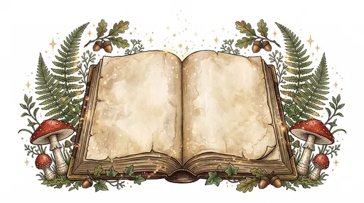 Open Vintage Spellbook With Botanical Frame