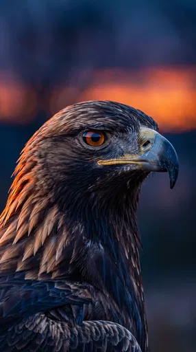 Golden Eagle Profile Portrait at Sunset
