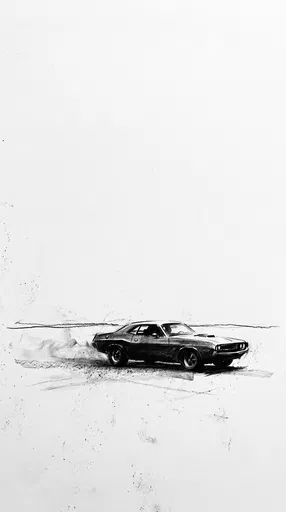 Charcoal Sketch of Classic Muscle Car