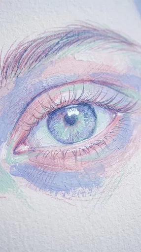 Pastel Gouache and Pencil Eye Illustration