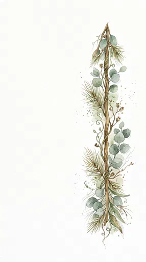 Watercolor Botanical Arrow With Eucalyptus And Pine