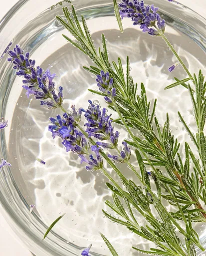 Lavender and Rosemary Submerged in Water